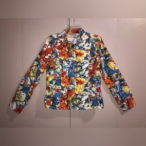 Chico’s Colorful Watercolor Floral Jacket Size 1
